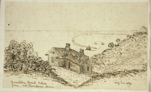 Taylor, Richard, 1805-1873 :Boulder Bank, Nelson, from Mr Thompson's house. Aug 20, 1847.