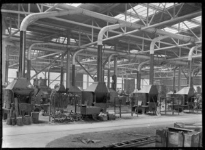 Interior view of one of the railway workshops, probably at Hillside, Dunedin
