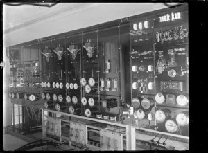 Switchboard at the electric substation at Halfway Bush, Dunedin, 1926.
