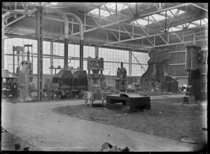 Interior view of one of the railway workshops, probably at Hillside, Dunedin