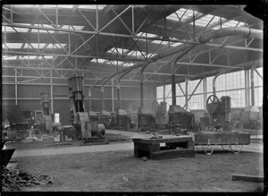 Interior view of one of the railway workshops, probably at Hillside, Dunedin