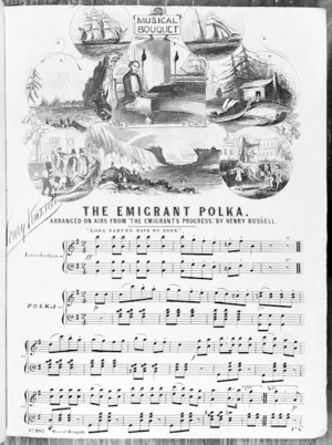 Score for The Emigrant Polka, arranged on airs from The Emigrant's Progress by Henry Russell