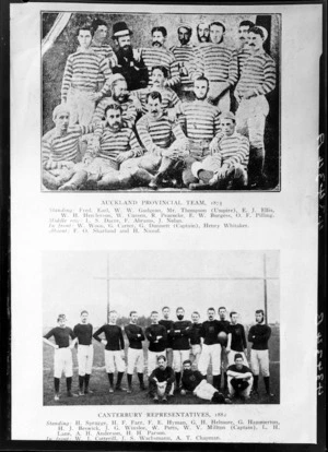 Auckland provincial rugby team, 1875, and Canterbury representative rugby team, 1882