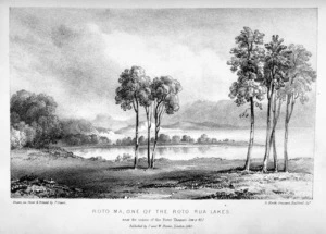 [Merrett, Joseph Jenner] 1816-1854 :Roto Ma, one of the Rotorua Lakes, near the source of the River Thames (see p. 42). Drawn on stone and printed by P. Gauci. Published by T. & W. Boone, London, 1842