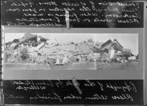 View of collapsed Nurses' Home, Napier, after the 1931 Hawke's Bay earthquake