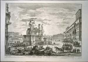 Piranesi, Giovanni Battista, 1720-1778 :Veduta della Piazza di Monte Cavallo. Piranesi del et sculp. [1750]