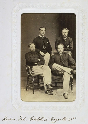Portrait of four officers of the 43rd Regiment - Photograph taken by Hartley Webster