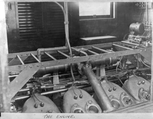 View of the engine of Thomas transmission rail motor car, (R.M.2), 1916