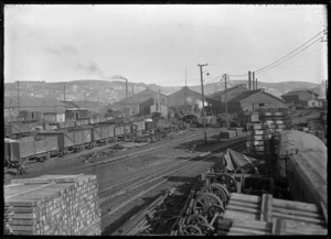 Workshop yards at the Hillside Railway Workshops in Dunedin, 1925.