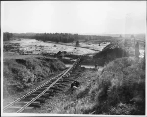 Twisted train tracks at the scene of the railway disaster at Tangiwai