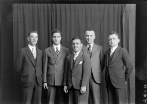 Group of five unidentified men, possibly boxers