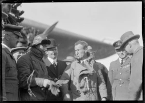 Arrival of the Southern Cross at Christchurch. Crew and dignatories