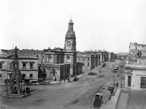 Looking down on the intersection of High and Princes Streets, Dunedin