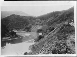 View of the mouth of the Duck Point railway tunnel, above the Taieri River