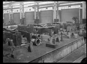 Interior of one of the Hutt Railway Workshops, Woburn, 1930.