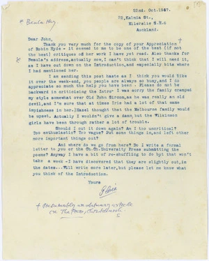 Letter from Gloria Rawlinson to John Schroder