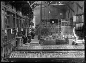 Interior view of the Tool Shop at Petone Railway Workshops, 1928
