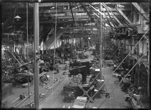 Interior view of the machine shop at Hillside Railway Workshops, Dunedin.