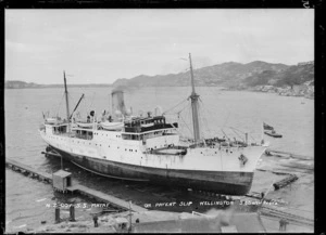 N Z Government S S Matai, on patent slip at Evans Bay, Wellington