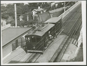 View of cable car at Kelburn Park stop, Wellington