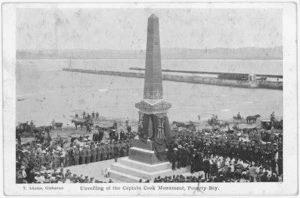 Unveiling of the Captain Cook monument, Kaiti, Gisborne