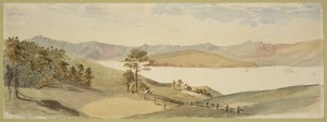 [Hodgkins, William Mathew] 1833-1898 :German Bay. Looking across the harbour, Akaroa [1868 or 1869]