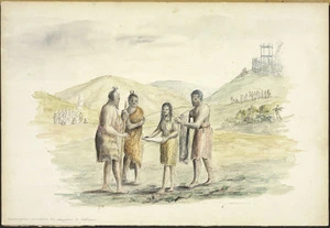 [Downes, Thomas William] 1868-1938 :[Kahungunu presents his daughter to Tutamure. 1938?]