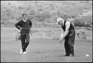 Jimmy Drake playing golf with Peter Townsend, Miramar