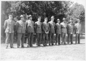 Line up of ten soldiers