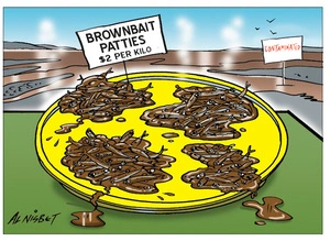 Brownbait patties - $2 per kilo. 6 October 2010