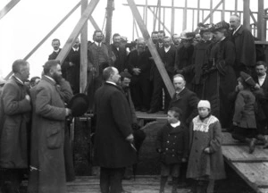 Group of men, women and children at the Stratford Technical School