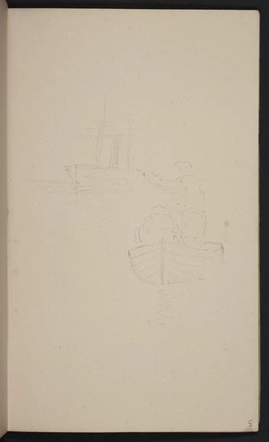 [Hodgkins, William Mathew] 1833-1898 :[Two men in a rowboat hailing a larger vessel. ca 1890]