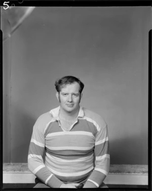 Unidentified male, of Marist St Patrick's, Wellington, presidents 1st division rugby team of 1973