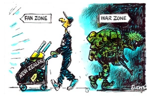 Evans, Malcolm Paul, 1945- :Fan zone war zone. 31 March 2015