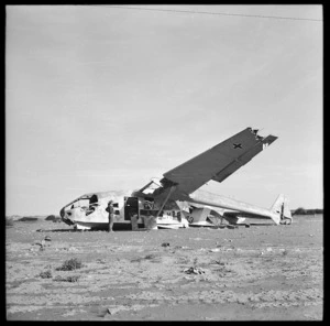 German glider abandoned, Tobruk, Libya, during World War 2