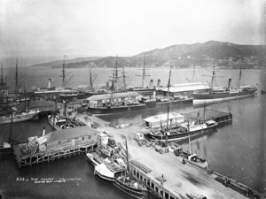 Overlooking ships berthed at Queens Wharf, Wellington