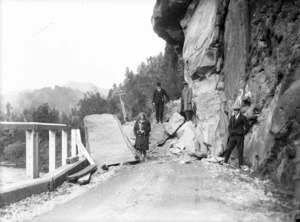 A view of Buller Gorge showing rock fall