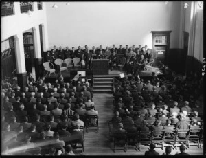 Assembly during a New Plymouth Boys' High School reunion