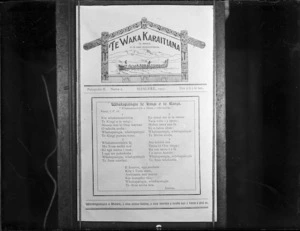 Photograph of page 1 of the Presbyterian periodical "Te Waka Karaitiana : te mangai of te Hahi Perehipitiriana", Pukapuka II, Nama 2, Hanuere 1935 (Volume II, Number 2, January 1935)