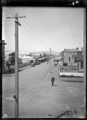 View of Opotiki township, looking along Church Street, circa 1928.