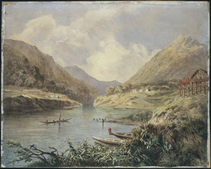 Gully, John, 1819-1888 :Pipiriki Maori settlement, Wanganui River 1875.