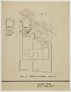 Toomath and Wilson, architects :Calvert house. Plan 1/8" addition of studio / games room. February 1970