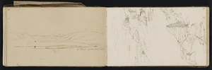 Mantell, Walter Baldock Durrant, 1820-1895 :Mr Wills sketching 'Old Play' Nov 7 (bush behind). Te Anaaraki. 11.20 a.m. [Otago, 1848]