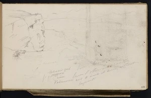 Mantell, Walter Baldock Durrant, 1820-1895 :Volcanic grit cliff on river Kakaunui [1848]