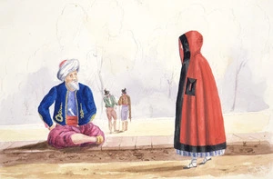 [Smith, William Mein] 1799-1869 :[Man and woman in a street in Morocco? 1829 or 1830]