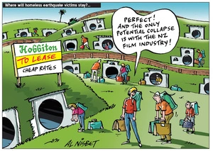 Where will homeless earthquake victims stay?... "Perfect! And the only potential collapse is with the New Zealand film industry!" 23 October 2010
