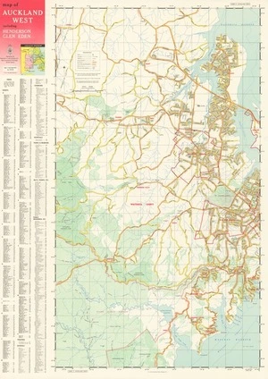 Map of Auckland west including Henderson, Glen Eden.