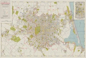 Map of Christchurch and environs / drawn by A. E. Hunt, 1960.