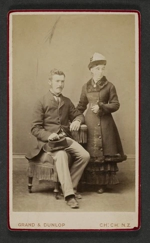 Grand & Dunlop (Christchurch) fl 1878 :Portrait of unidentified man and woman