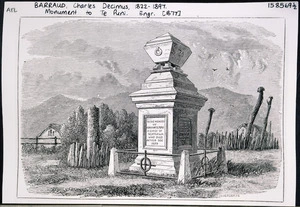 Barraud, Charles Decimus, 1822-1897 :Monument to Te Puni. [C. D. Barraud del], Duvergier Sc. London, [1877]